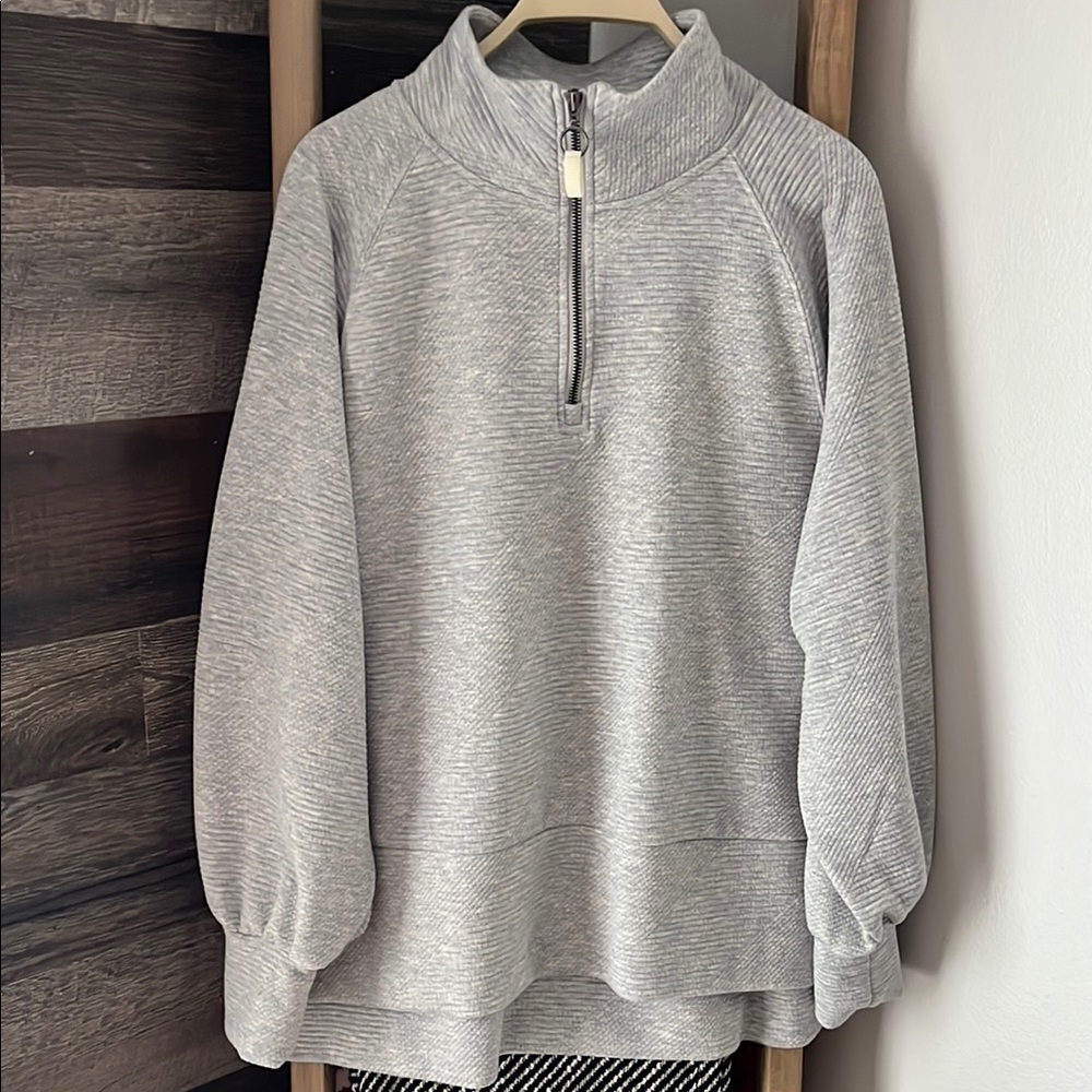 Cozy Gray Quarter-Zip Pullover